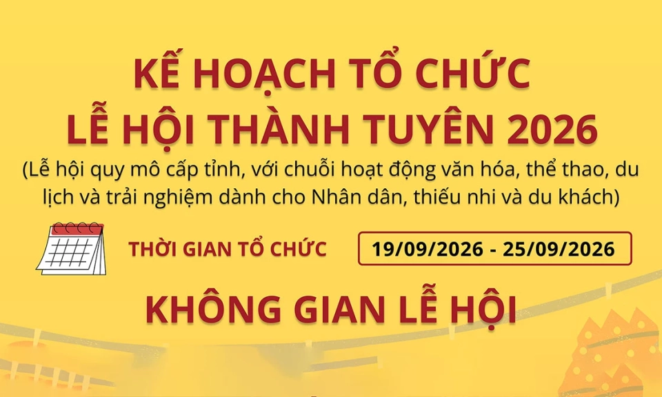 Kế hoạch tổ chức Lễ hội Th&agrave;nh Tuy&ecirc;n 2026