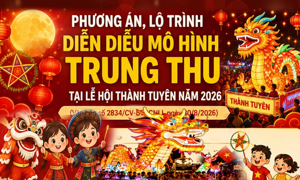 Phương &aacute;n, lộ tr&igrave;nh diễn diễu m&ocirc; h&igrave;nh Trung thu tại Lễ hội Th&agrave;nh Tuy&ecirc;n năm 2026