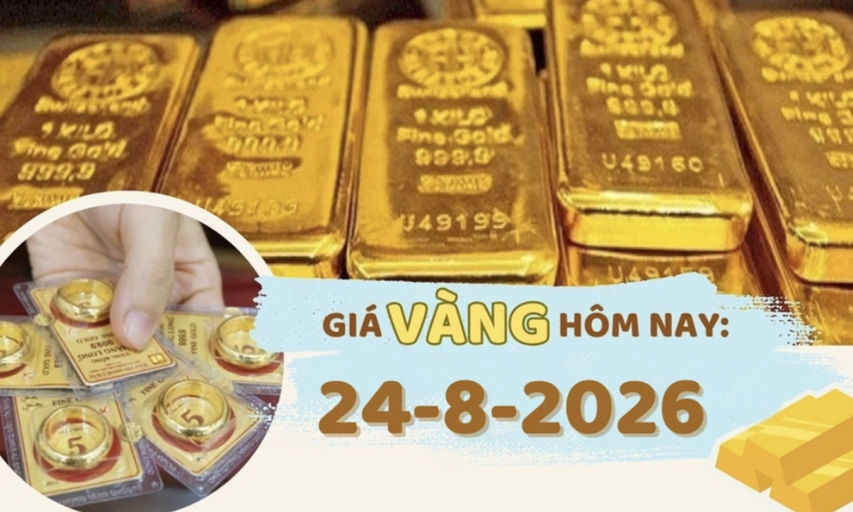 Gi&aacute; v&agrave;ng h&ocirc;m nay 24-8: Tăng nhẹ