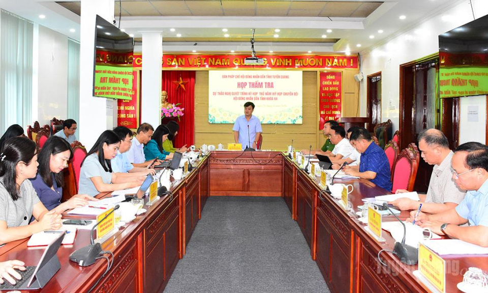 Ban Ph&aacute;p chế HĐND tỉnh thẩm tra dự thảo nghị quyết tr&igrave;nh Kỳ họp thứ năm, HĐND tỉnh kh&oacute;a XX