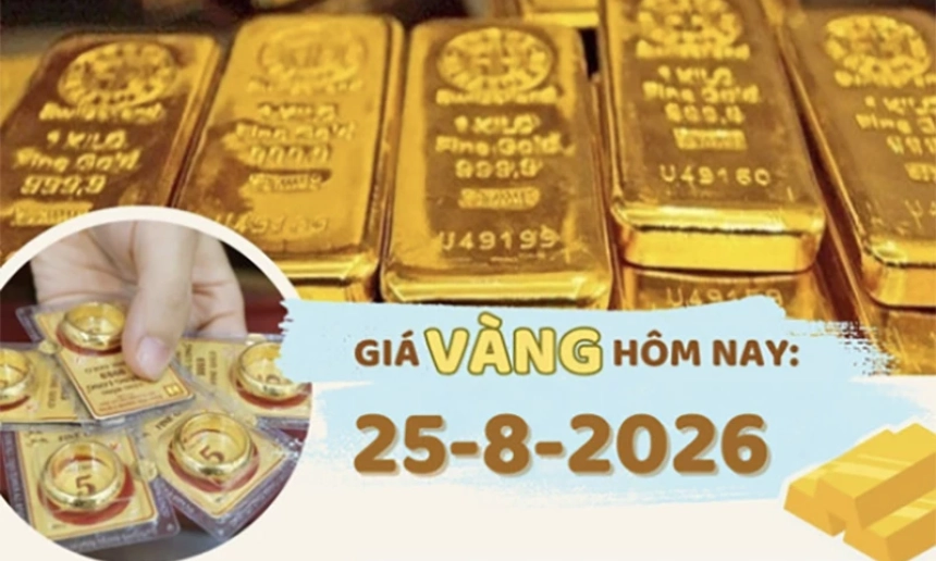 Gi&aacute; v&agrave;ng h&ocirc;m nay 25-8: SJC tăng 2,4 triệu đồng/lượng