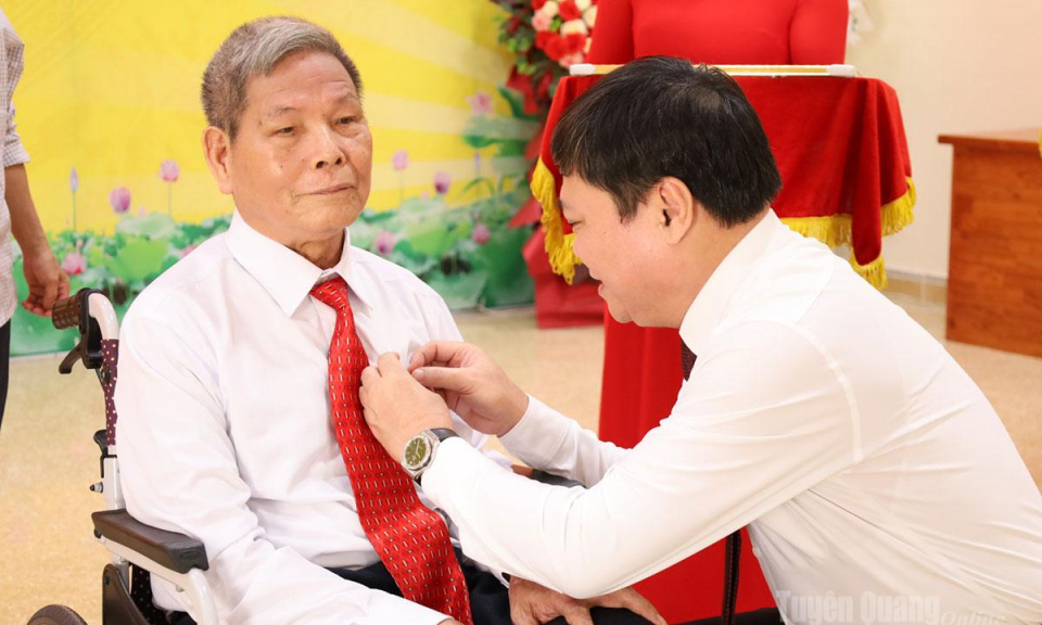 Trao Huy hiệu Đảng cho 18 đảng vi&ecirc;n tại Đảng bộ x&atilde; T&acirc;n An