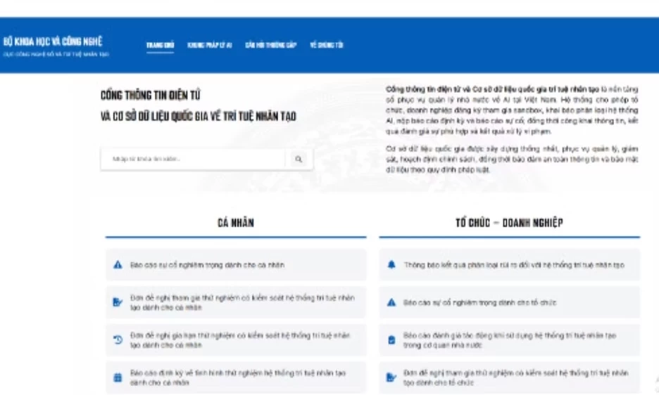 Vận h&agrave;nh Cổng th&ocirc;ng tin điện tử một cửa về tr&iacute; tuệ nh&acirc;n tạo