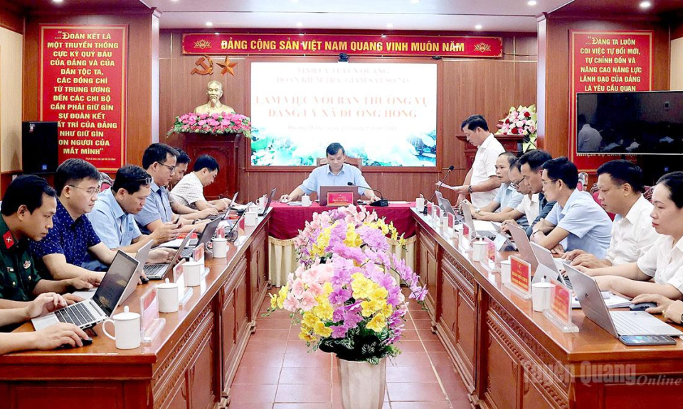 Đo&agrave;n kiểm tra, gi&aacute;m s&aacute;t số 743 của Ban Thường vụ Tỉnh ủy l&agrave;m việc với Ban Thường vụ Đảng ủy c&aacute;c x&atilde; Minh Ngọc, Gi&aacute;p Trung, Y&ecirc;n Cường, Đường Hồng
