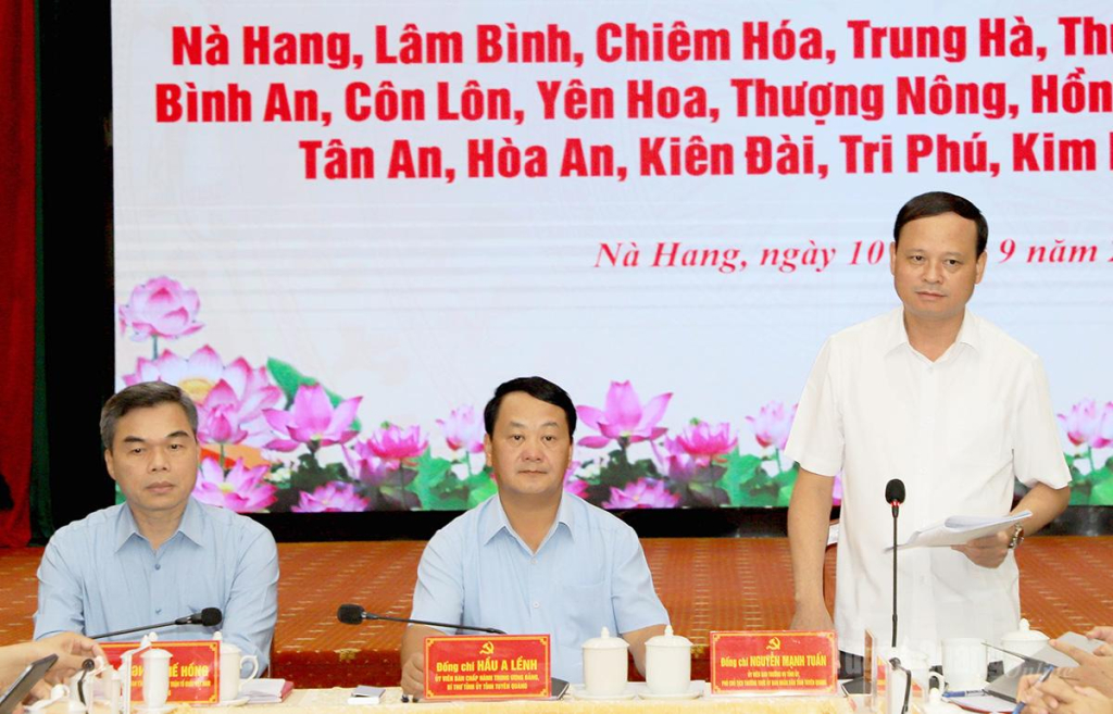 Phó Chủ tịch Thường trực UBND tỉnh Nguyễn Mạnh Tuấn phát biểu tại buổi làm việc.