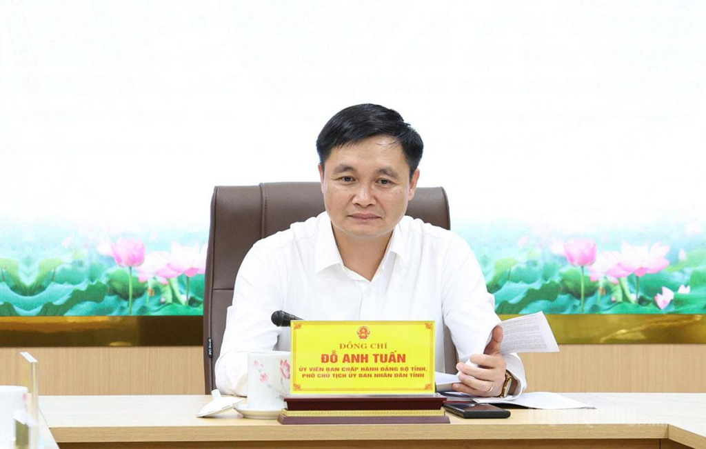 Đồng chí Phó Chủ tịch UBND tỉnh Đỗ Anh Tuấn chủ trì cuộc họp tại điểm cầu tỉnh Tuyên Quang.