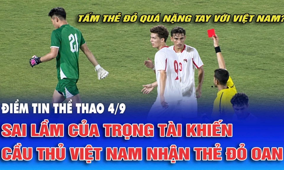 Sai lầm của trọng t&agrave;i khiến tuyển thủ Việt Nam nhận thẻ đỏ oan ức