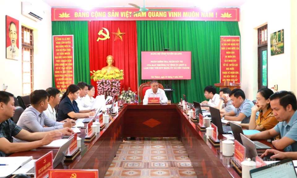 Đo&agrave;n kiểm tra, gi&aacute;m s&aacute;t của Ban Thường vụ Tỉnh ủy l&agrave;m việc với Thường trực Đảng uỷ c&aacute;c địa phương
