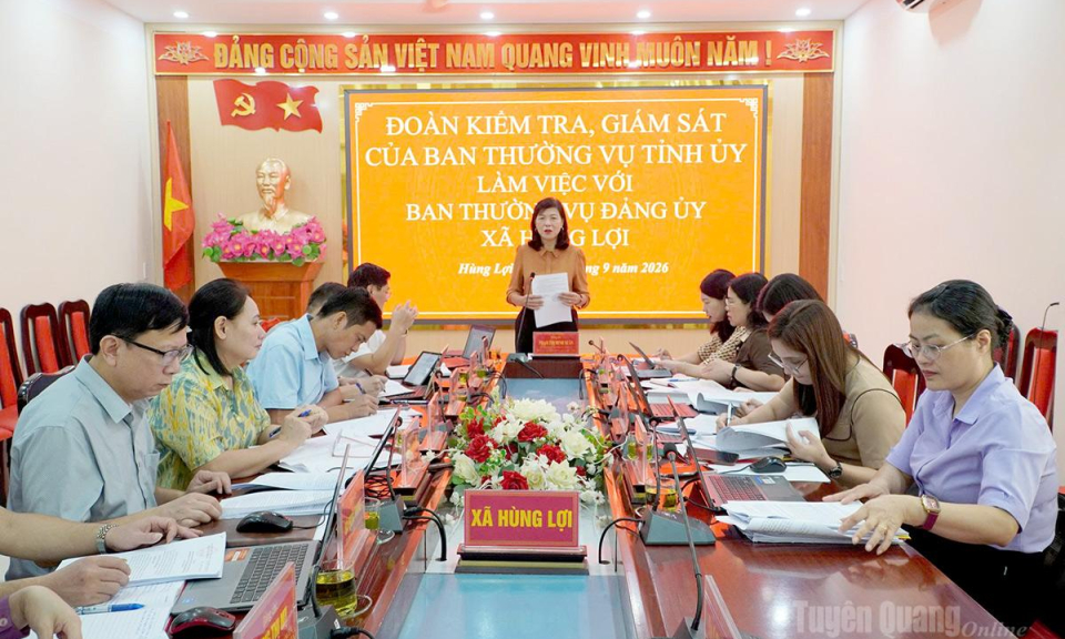 Đo&agrave;n gi&aacute;m s&aacute;t số 742 l&agrave;m việc với Ban Thường vụ Đảng ủy x&atilde; H&ugrave;ng Lợi