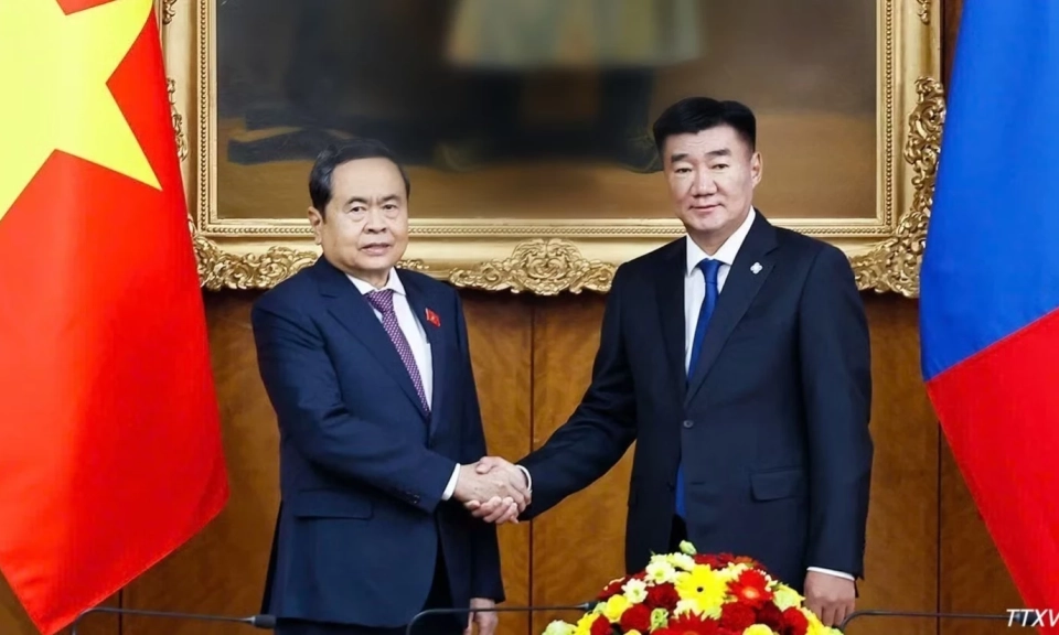 [Ảnh] Chủ tịch Quốc hội Trần Thanh Mẫn hội đ&agrave;m với Chủ tịch Quốc hội M&ocirc;ng Cổ Sandag Byambatsogt