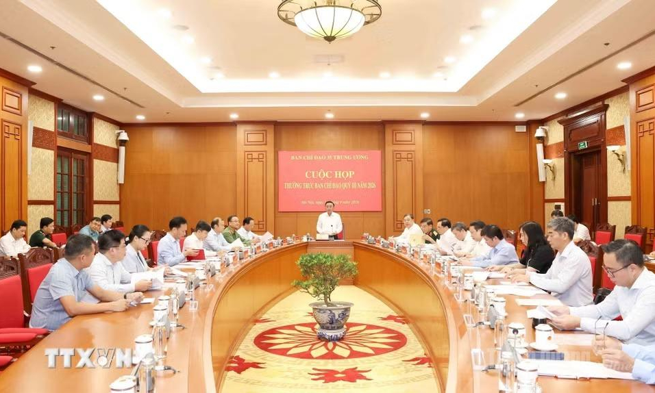 Thường trực Ban B&iacute; thư Trần Cẩm T&uacute; chủ tr&igrave; cuộc họp qu&yacute; 3 của Thường trực Ban Chỉ đạo 35 Trung ương