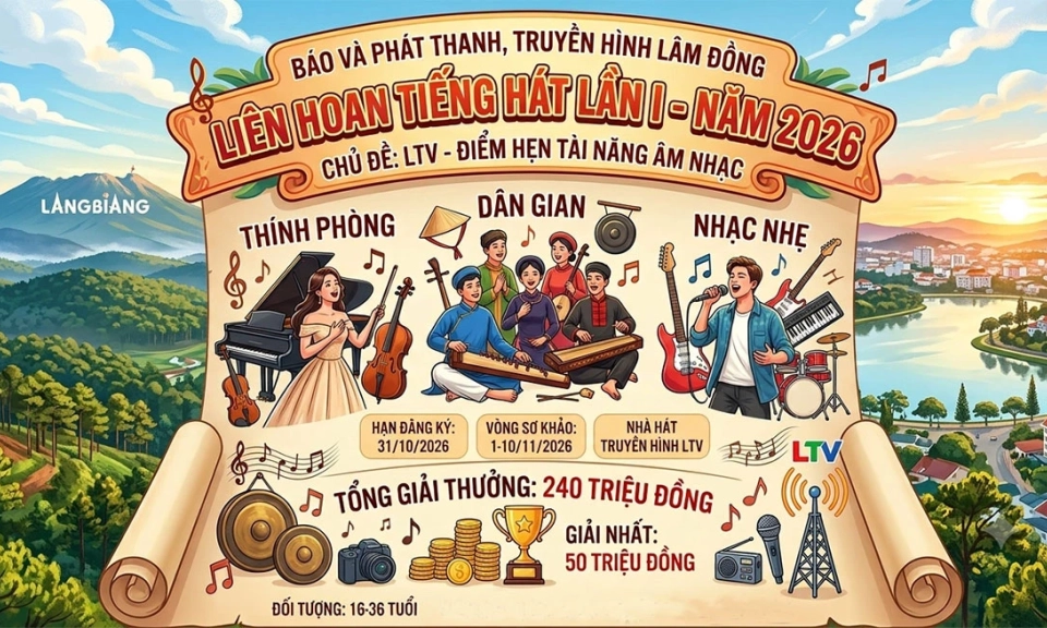 Đăng k&yacute; tham gia Li&ecirc;n hoan Tiếng h&aacute;t B&aacute;o v&agrave; Ph&aacute;t thanh, Truyền h&igrave;nh L&acirc;m Đồng lần I - năm 2026