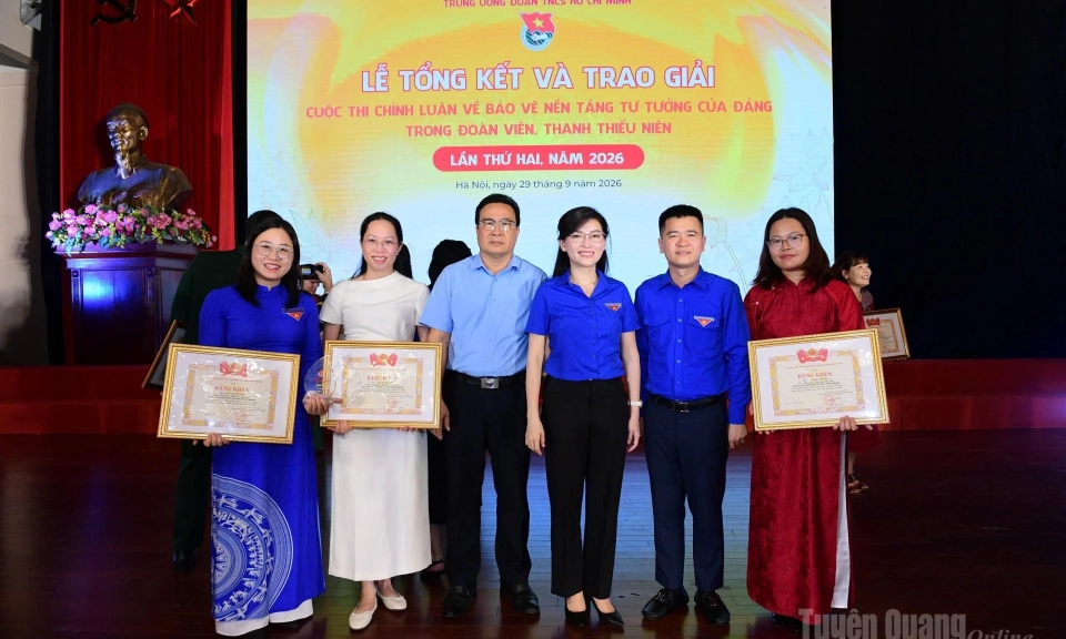 Tuy&ecirc;n Quang đoạt giải B Cuộc thi Ch&iacute;nh luận về bảo vệ nền tảng tư tưởng của Đảng trong đo&agrave;n vi&ecirc;n, thanh thiếu ni&ecirc;n