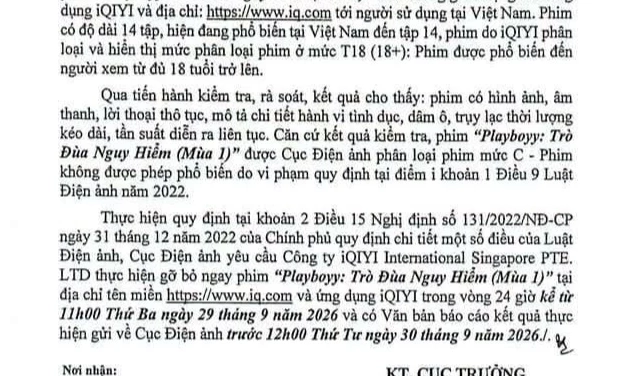 Cục Điện ảnh y&ecirc;u cầu gỡ bỏ phim &ldquo;Playboyy: Tr&ograve; đ&ugrave;a nguy hiểm&rdquo; (m&ugrave;a 1) trong 24 giờ