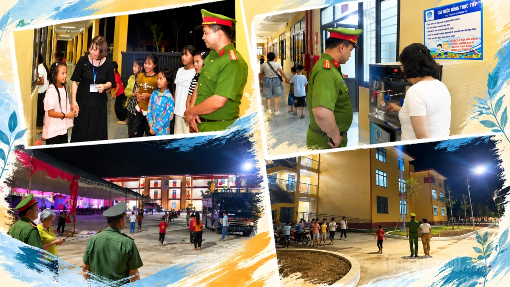 Công an xã Minh Tân đồng hành cùng nhà trường trong từng ca trực đêm, thường xuyên kiểm tra cơ sở vật chất và động viên các em học sinh nội trú.
