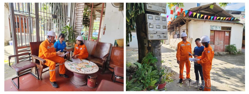 Công nhân Công ty Điện lực Tuyên Quang tuyên truyền, hướng dẫn người dân các giải pháp tiết kiệm điện.