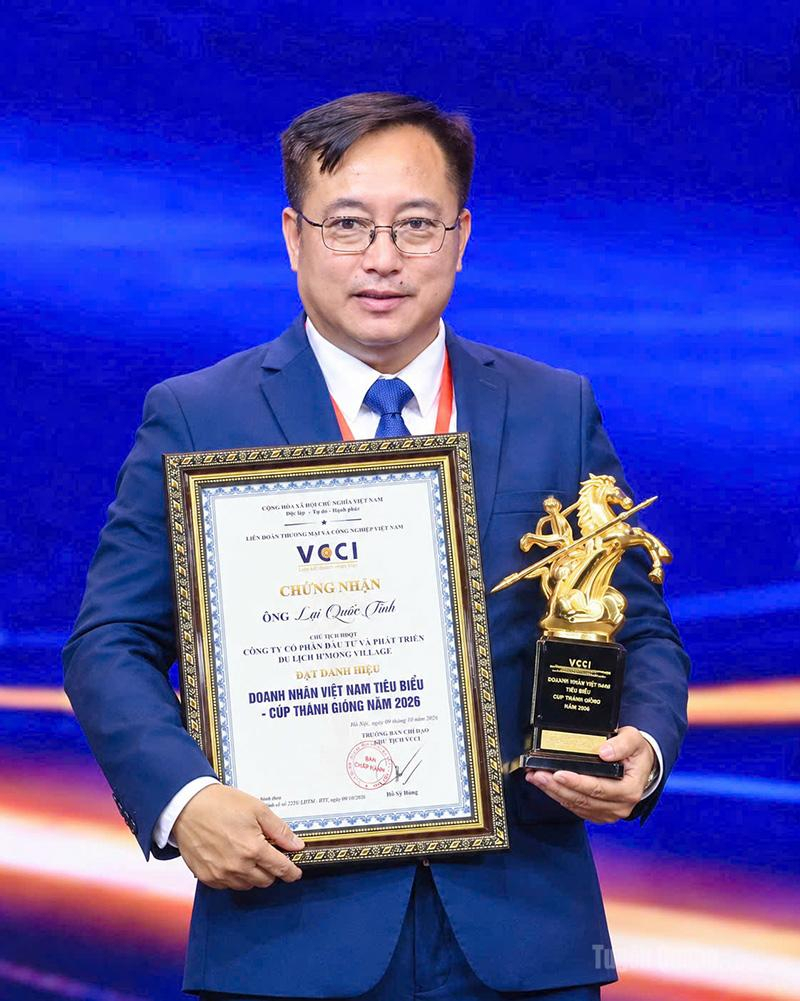 Doanh nhân Lại Quốc Tĩnh được vinh danh “Doanh nhân Việt Nam tiêu biểu -  Cúp Thánh Gióng” năm 2026.