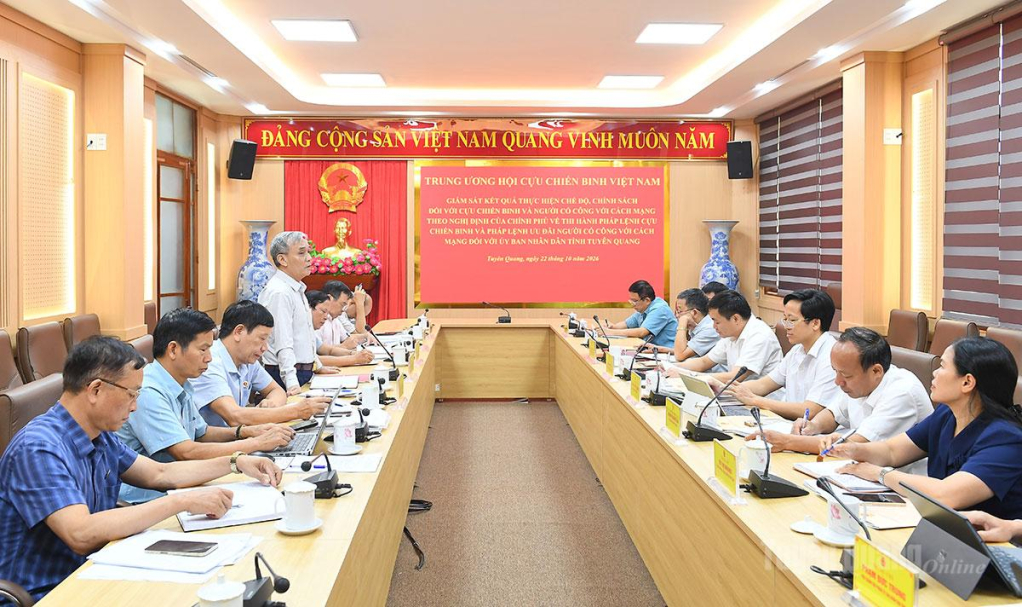 Đoàn giám sát của Trung ương Hội Cựu chiến binh Việt Nam làm việc với UBND tỉnh về thực hiện chế độ, chính sách đối với cựu chiến binh và người có công với cách mạng trên địa bàn.