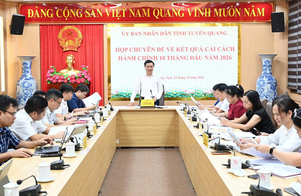 Đồng chí Đỗ Anh Tuấn, Phó Chủ tịch UBND tỉnh chủ trì cuộc họp.