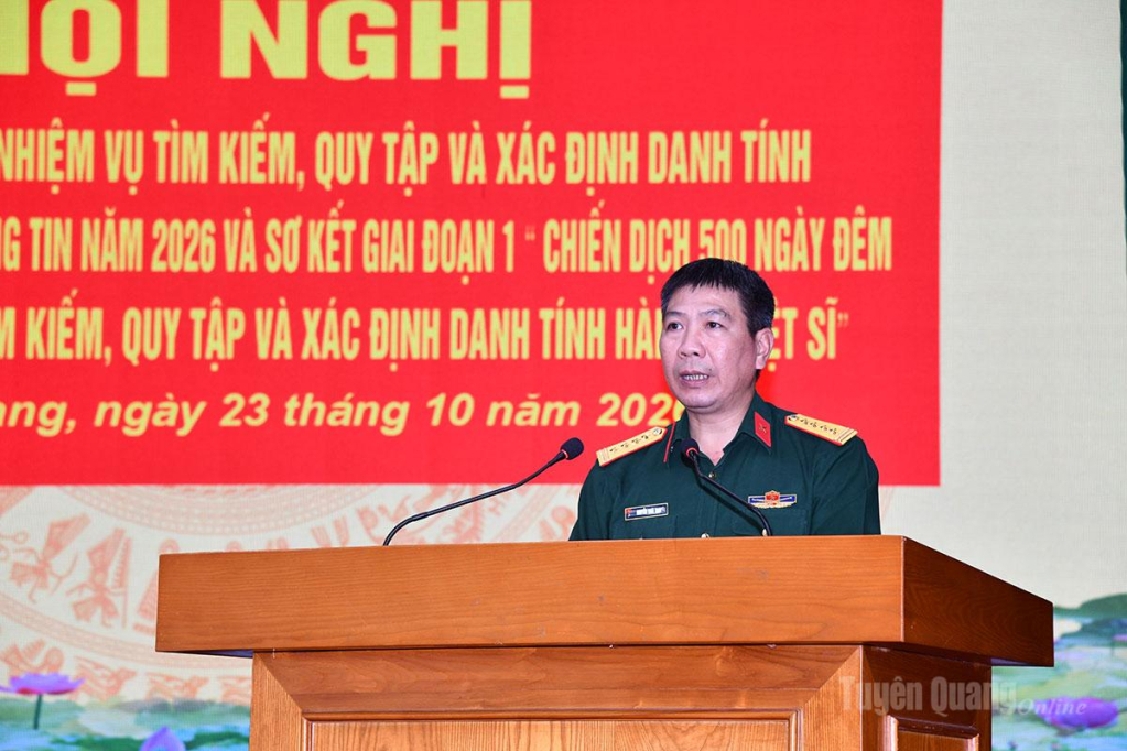 Đại tá Nguyễn Hoài Nam, Chính ủy Bộ CHQS tỉnh, Phó Trưởng Ban Chỉ đạo tỉnh chủ trì hội nghị.