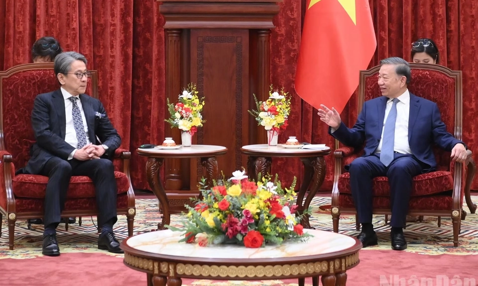 [Ảnh] Tổng B&iacute; thư, Chủ tịch nước T&ocirc; L&acirc;m tiếp Chủ tịch Hội đồng quản trị Ng&acirc;n h&agrave;ng Hợp t&aacute;c quốc tế Nhật Bản