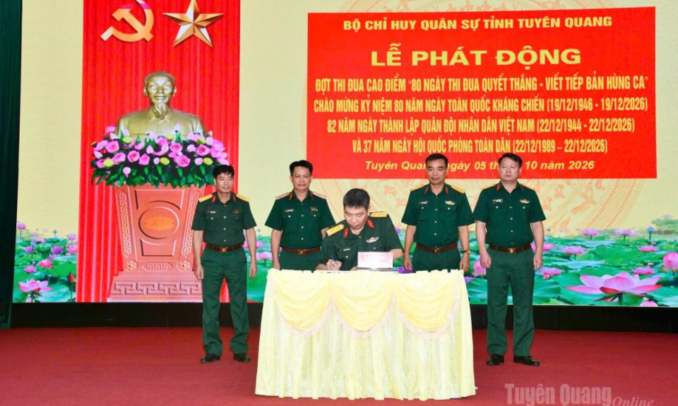 Bộ CHQS tỉnh ph&aacute;t động cao điểm 80 ng&agrave;y thi đua Quyết thắng