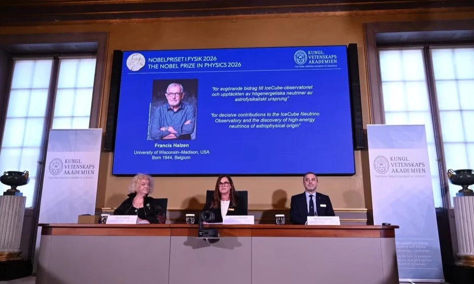 Giải Nobel Vật l&yacute; 2026 vinh danh c&ocirc;ng tr&igrave;nh nghi&ecirc;n cứu về hạt neutrino năng lượng cao c&oacute; nguồn gốc từ vũ trụ