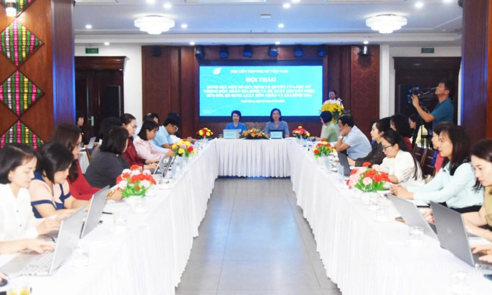 Hội thảo đ&aacute;nh gi&aacute; c&aacute;c quy định về quyền của phụ nữ trong h&ocirc;n nh&acirc;n v&agrave; gia đ&igrave;nh