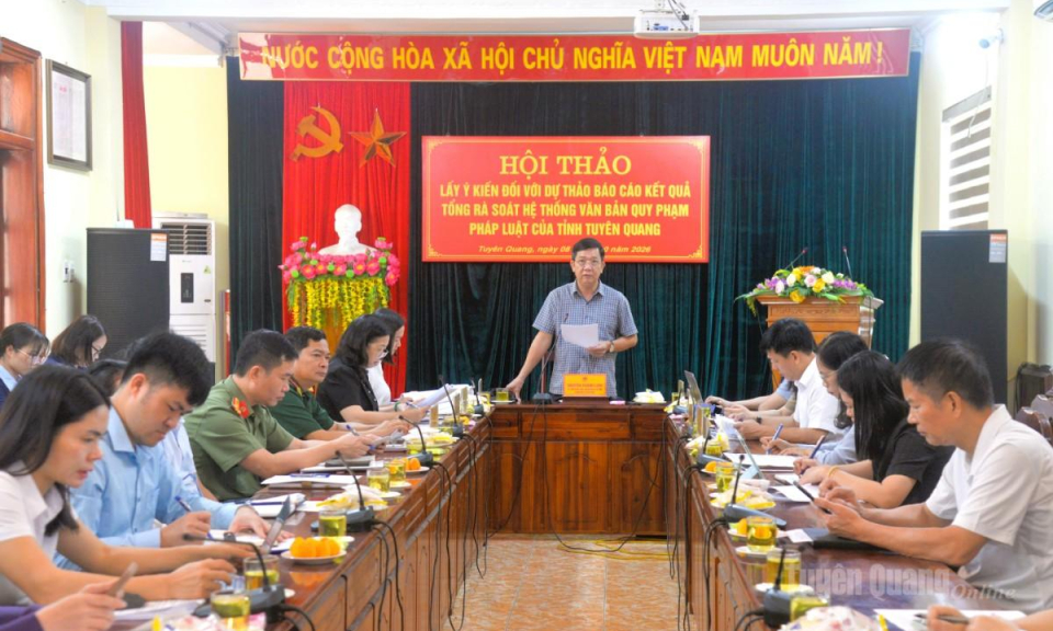 Hội thảo lấy &yacute; kiến đối với dự thảo B&aacute;o c&aacute;o kết quả tổng r&agrave; so&aacute;t hệ thống văn bản quy phạm ph&aacute;p luật