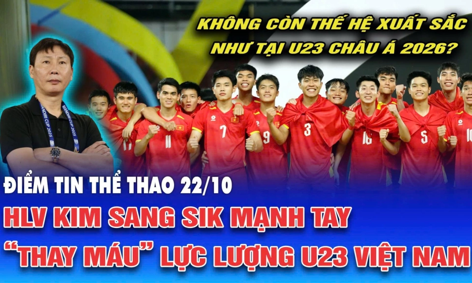 Điểm tin thể thao ng&agrave;y 22/10: HLV Kim Sang Sik mạnh tay thay m&aacute;u lực lượng U23 Việt Nam