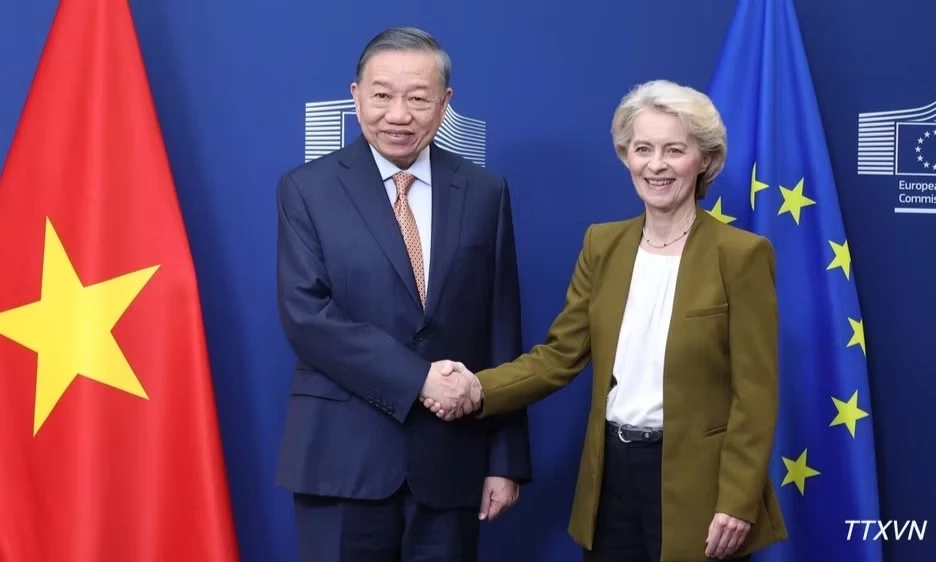 Tổng B&iacute; thư, Chủ tịch nước T&ocirc; L&acirc;m gặp Chủ tịch Ủy ban ch&acirc;u &Acirc;u Ursula von der Leyen